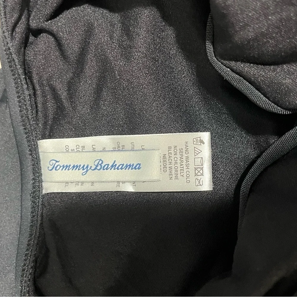 Tommy Bahama Pearl Clara Wrap One Piece Swimsuit Black Size 14 Tummy Control